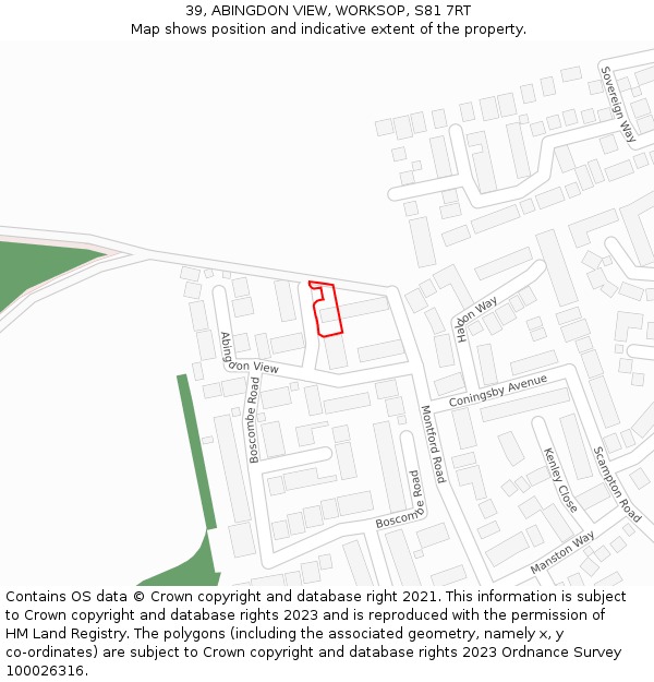 39, ABINGDON VIEW, WORKSOP, S81 7RT: Location map and indicative extent of plot