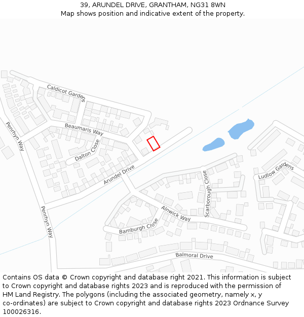 39, ARUNDEL DRIVE, GRANTHAM, NG31 8WN: Location map and indicative extent of plot