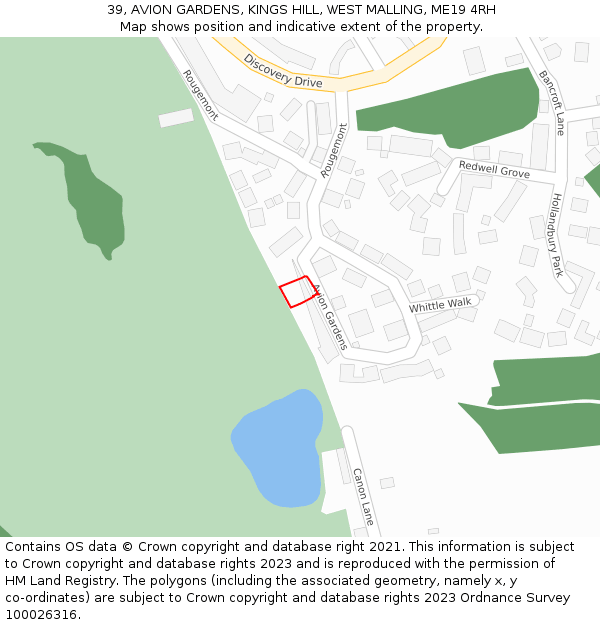 39, AVION GARDENS, KINGS HILL, WEST MALLING, ME19 4RH: Location map and indicative extent of plot