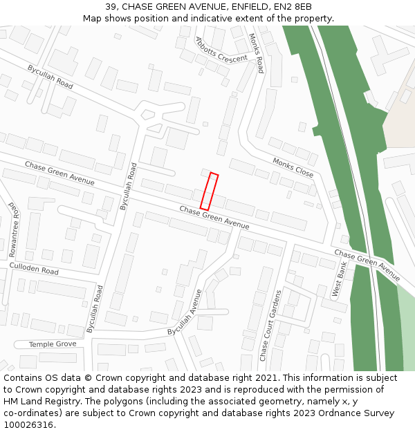 39, CHASE GREEN AVENUE, ENFIELD, EN2 8EB: Location map and indicative extent of plot