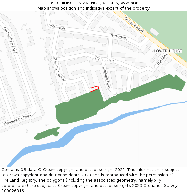 39, CHILINGTON AVENUE, WIDNES, WA8 8BP: Location map and indicative extent of plot