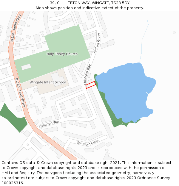 39, CHILLERTON WAY, WINGATE, TS28 5DY: Location map and indicative extent of plot