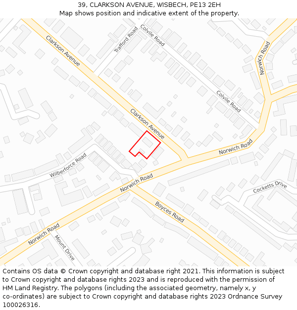 39, CLARKSON AVENUE, WISBECH, PE13 2EH: Location map and indicative extent of plot