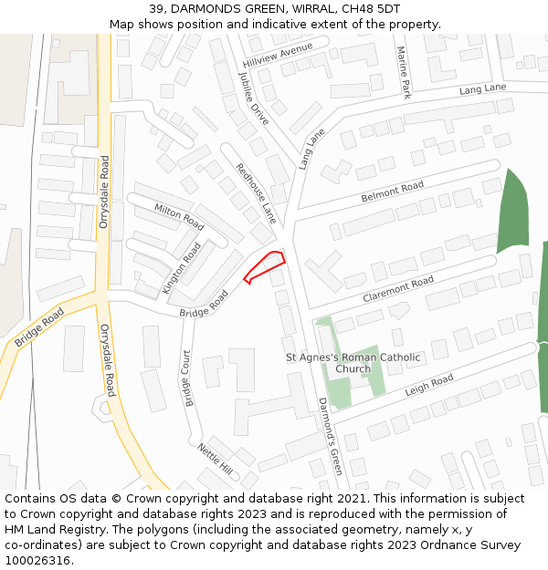 39, DARMONDS GREEN, WIRRAL, CH48 5DT: Location map and indicative extent of plot