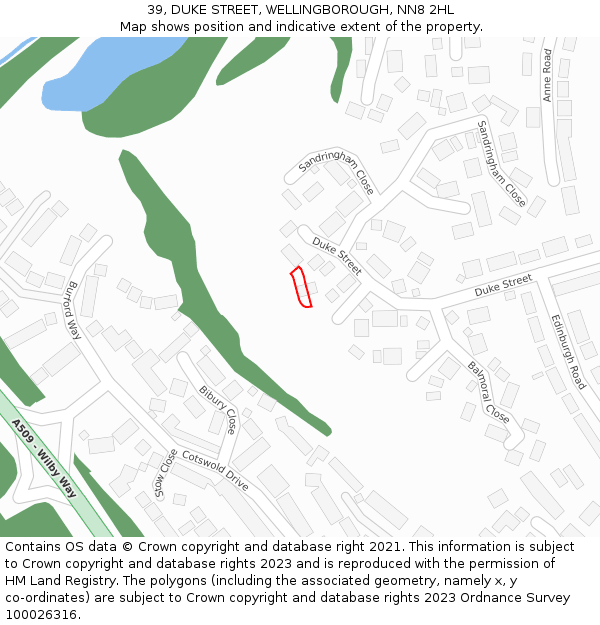 39, DUKE STREET, WELLINGBOROUGH, NN8 2HL: Location map and indicative extent of plot