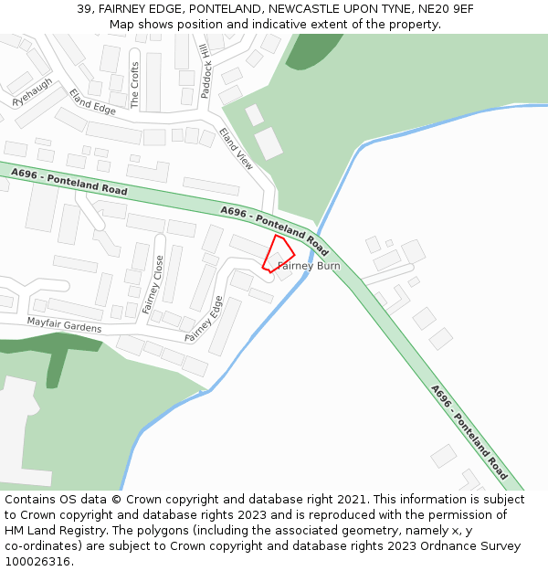 39, FAIRNEY EDGE, PONTELAND, NEWCASTLE UPON TYNE, NE20 9EF: Location map and indicative extent of plot