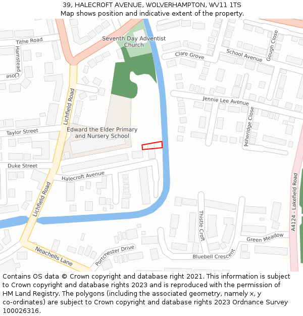39, HALECROFT AVENUE, WOLVERHAMPTON, WV11 1TS: Location map and indicative extent of plot