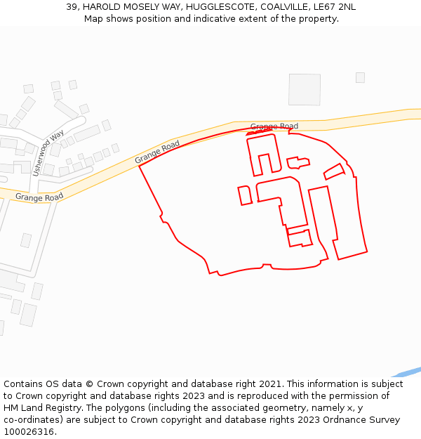 39, HAROLD MOSELY WAY, HUGGLESCOTE, COALVILLE, LE67 2NL: Location map and indicative extent of plot