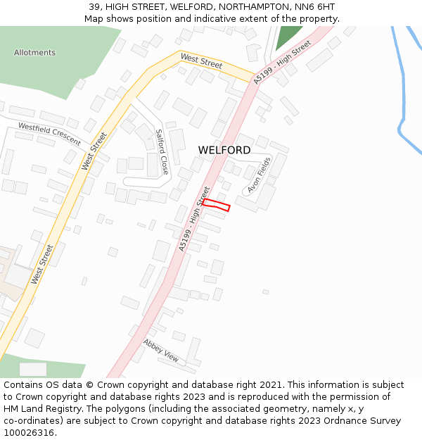 39, HIGH STREET, WELFORD, NORTHAMPTON, NN6 6HT: Location map and indicative extent of plot