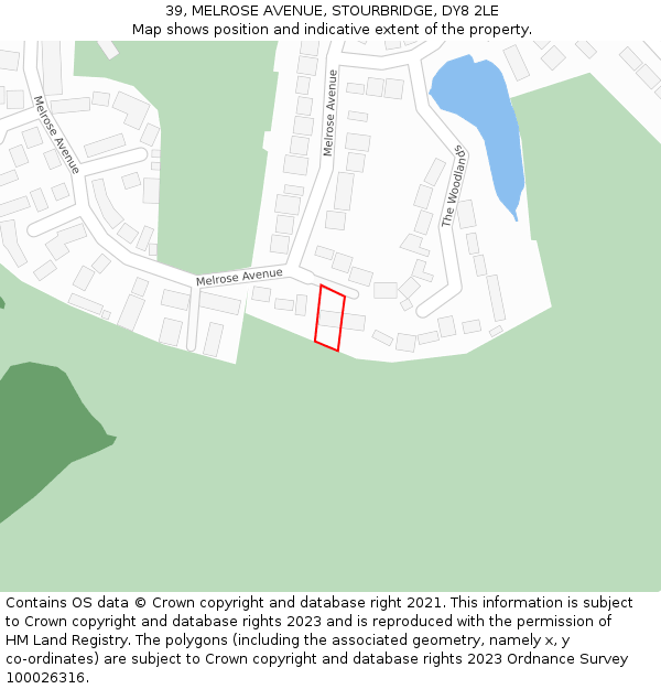 39, MELROSE AVENUE, STOURBRIDGE, DY8 2LE: Location map and indicative extent of plot