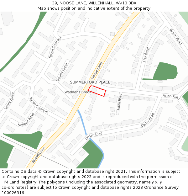 39, NOOSE LANE, WILLENHALL, WV13 3BX: Location map and indicative extent of plot