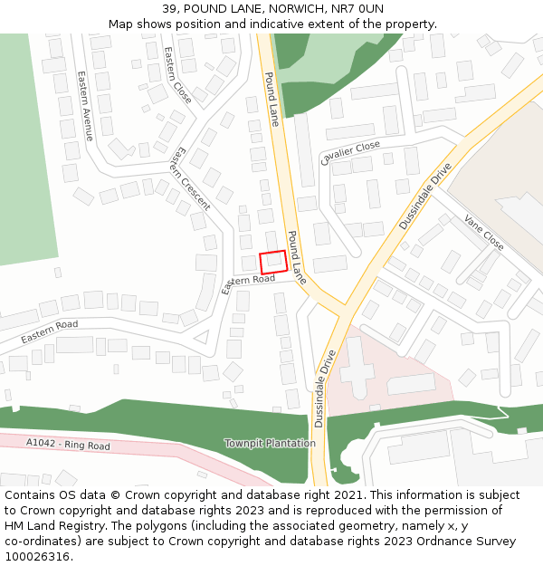 39, POUND LANE, NORWICH, NR7 0UN: Location map and indicative extent of plot