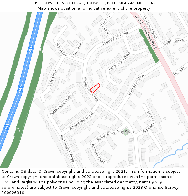 39, TROWELL PARK DRIVE, TROWELL, NOTTINGHAM, NG9 3RA: Location map and indicative extent of plot