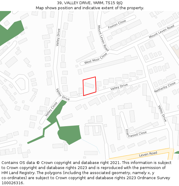 39, VALLEY DRIVE, YARM, TS15 9JQ: Location map and indicative extent of plot
