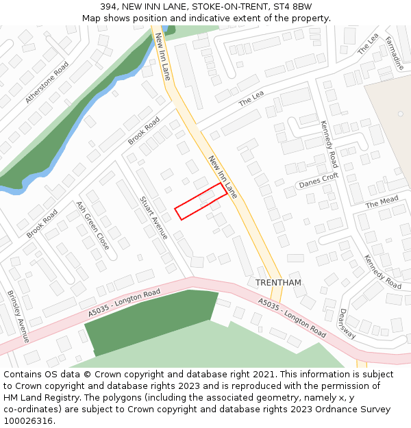 394, NEW INN LANE, STOKE-ON-TRENT, ST4 8BW: Location map and indicative extent of plot