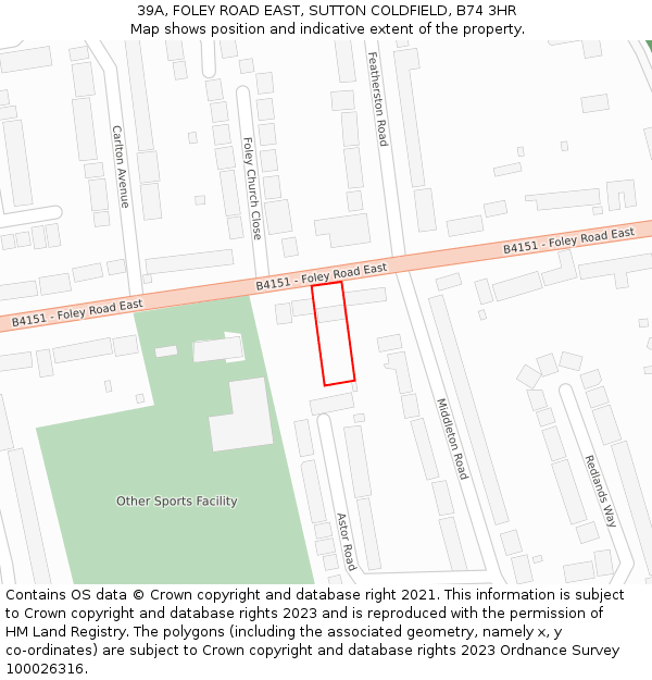 39A, FOLEY ROAD EAST, SUTTON COLDFIELD, B74 3HR: Location map and indicative extent of plot