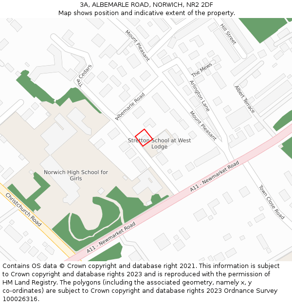 3A, ALBEMARLE ROAD, NORWICH, NR2 2DF: Location map and indicative extent of plot