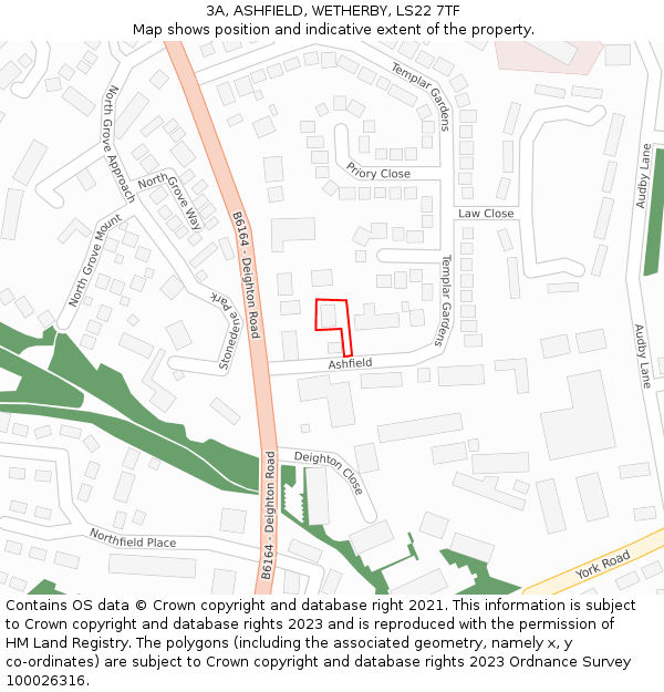 3A, ASHFIELD, WETHERBY, LS22 7TF: Location map and indicative extent of plot
