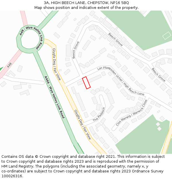 3A, HIGH BEECH LANE, CHEPSTOW, NP16 5BQ: Location map and indicative extent of plot