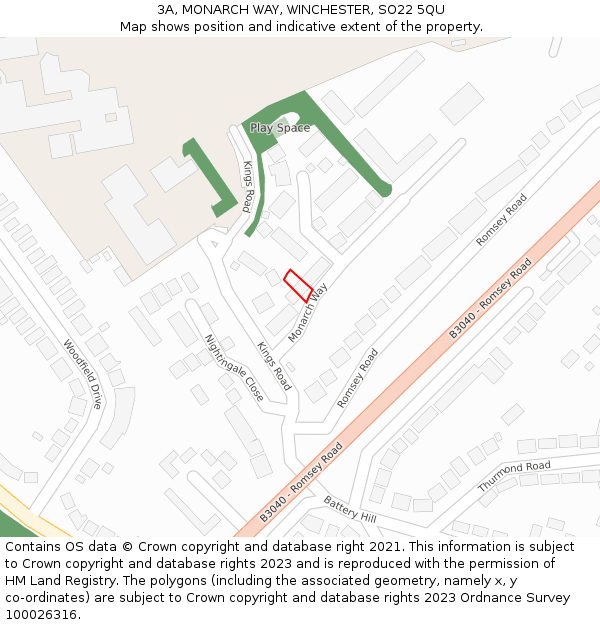 3A, MONARCH WAY, WINCHESTER, SO22 5QU: Location map and indicative extent of plot