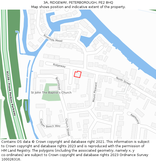 3A, RIDGEWAY, PETERBOROUGH, PE2 8HQ: Location map and indicative extent of plot