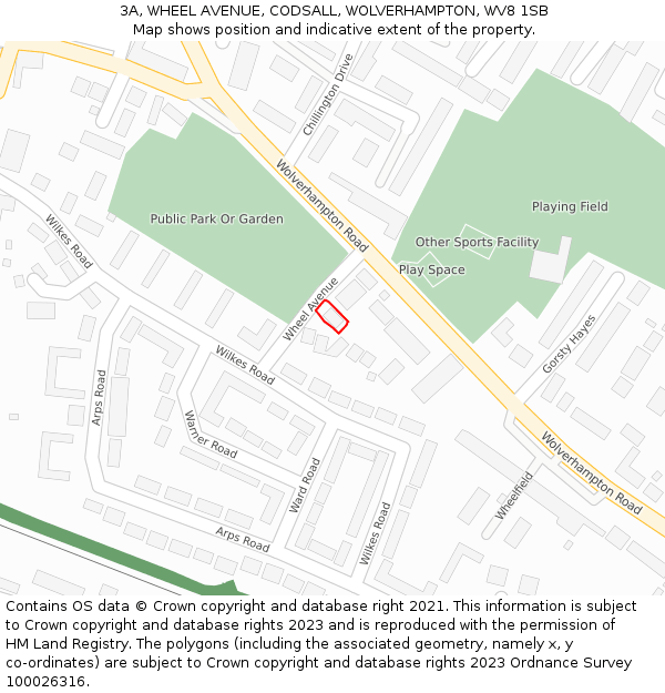 3A, WHEEL AVENUE, CODSALL, WOLVERHAMPTON, WV8 1SB: Location map and indicative extent of plot