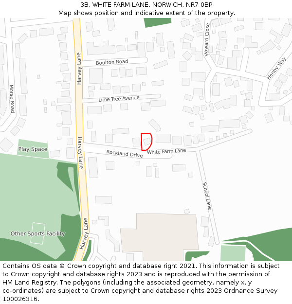 3B, WHITE FARM LANE, NORWICH, NR7 0BP: Location map and indicative extent of plot