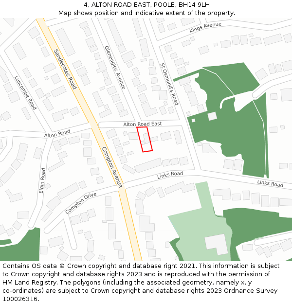 4, ALTON ROAD EAST, POOLE, BH14 9LH: Location map and indicative extent of plot