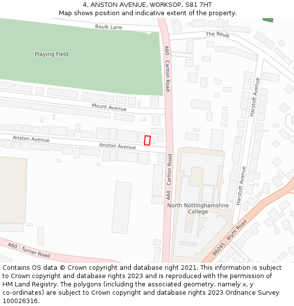 4, ANSTON AVENUE, WORKSOP, S81 7HT: Location map and indicative extent of plot