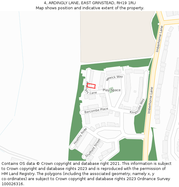 4, ARDINGLY LANE, EAST GRINSTEAD, RH19 1RU: Location map and indicative extent of plot