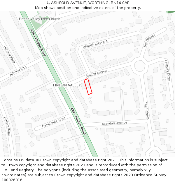 4, ASHFOLD AVENUE, WORTHING, BN14 0AP: Location map and indicative extent of plot