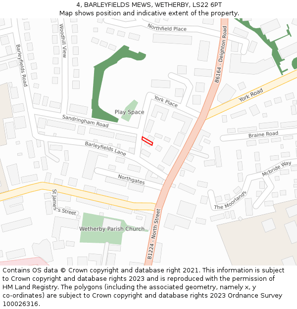 4, BARLEYFIELDS MEWS, WETHERBY, LS22 6PT: Location map and indicative extent of plot