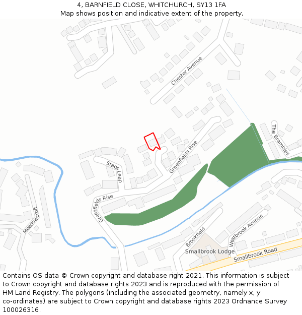 4, BARNFIELD CLOSE, WHITCHURCH, SY13 1FA: Location map and indicative extent of plot