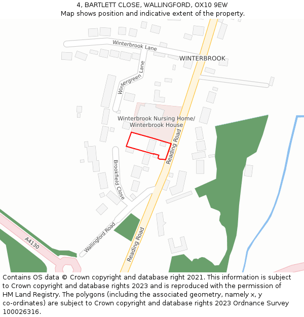 4, BARTLETT CLOSE, WALLINGFORD, OX10 9EW: Location map and indicative extent of plot