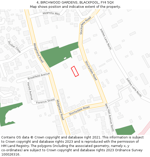 4, BIRCHWOOD GARDENS, BLACKPOOL, FY4 5QX: Location map and indicative extent of plot