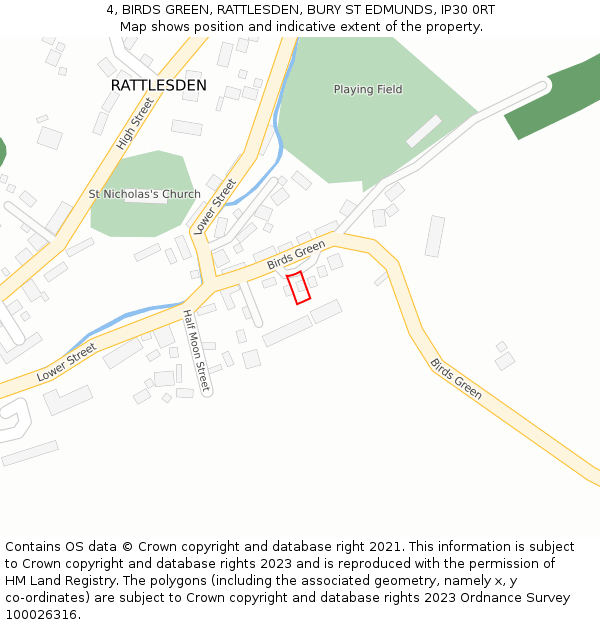 4, BIRDS GREEN, RATTLESDEN, BURY ST EDMUNDS, IP30 0RT: Location map and indicative extent of plot