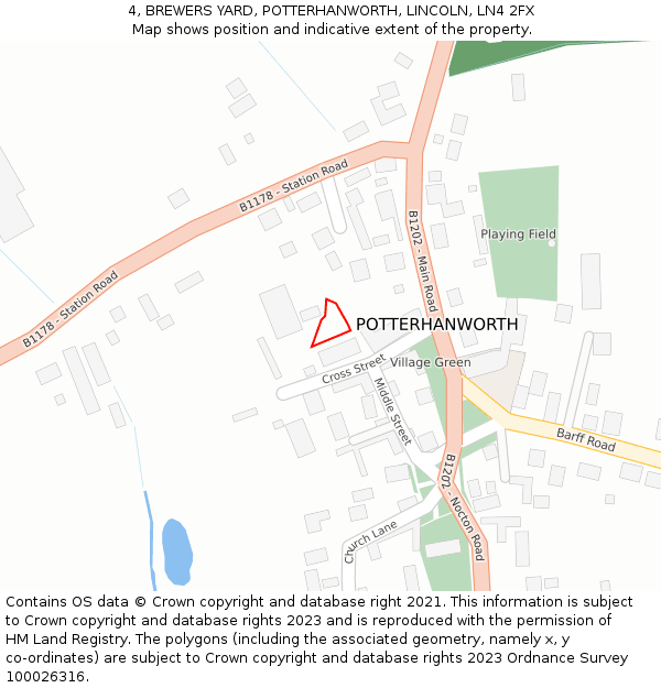 4, BREWERS YARD, POTTERHANWORTH, LINCOLN, LN4 2FX: Location map and indicative extent of plot