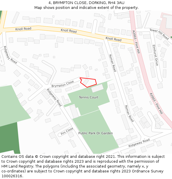 4, BRYMPTON CLOSE, DORKING, RH4 3AU: Location map and indicative extent of plot