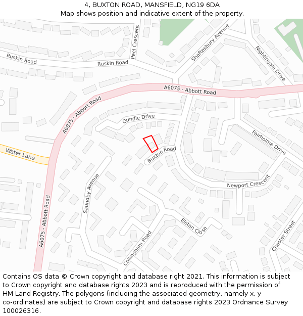 4, BUXTON ROAD, MANSFIELD, NG19 6DA: Location map and indicative extent of plot