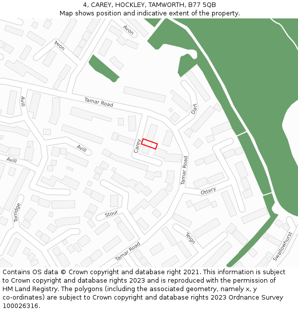 4, CAREY, HOCKLEY, TAMWORTH, B77 5QB: Location map and indicative extent of plot