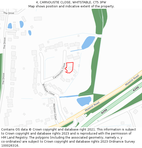 4, CARNOUSTIE CLOSE, WHITSTABLE, CT5 3PW: Location map and indicative extent of plot