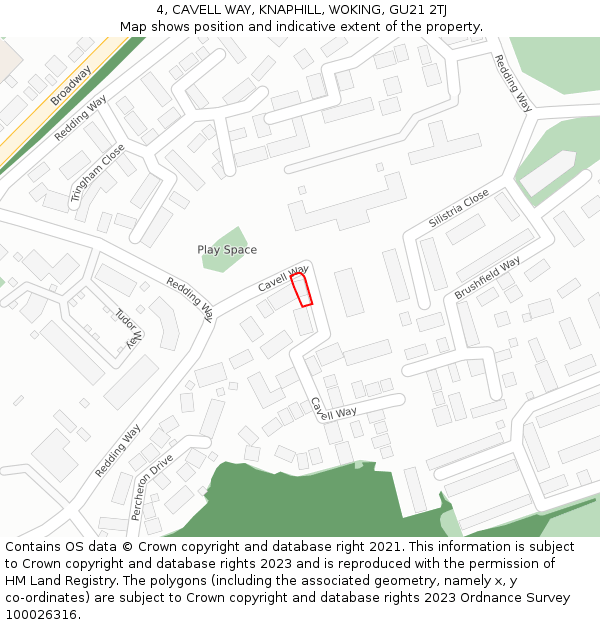 4, CAVELL WAY, KNAPHILL, WOKING, GU21 2TJ: Location map and indicative extent of plot