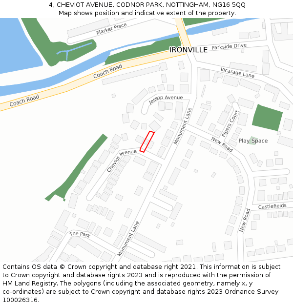 4, CHEVIOT AVENUE, CODNOR PARK, NOTTINGHAM, NG16 5QQ: Location map and indicative extent of plot