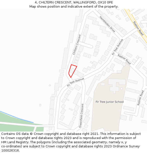 4, CHILTERN CRESCENT, WALLINGFORD, OX10 0PE: Location map and indicative extent of plot