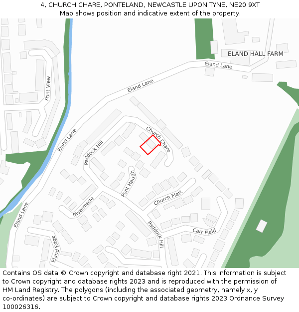 4, CHURCH CHARE, PONTELAND, NEWCASTLE UPON TYNE, NE20 9XT: Location map and indicative extent of plot