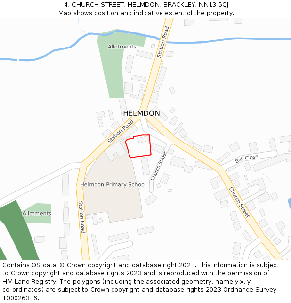 4, CHURCH STREET, HELMDON, BRACKLEY, NN13 5QJ: Location map and indicative extent of plot