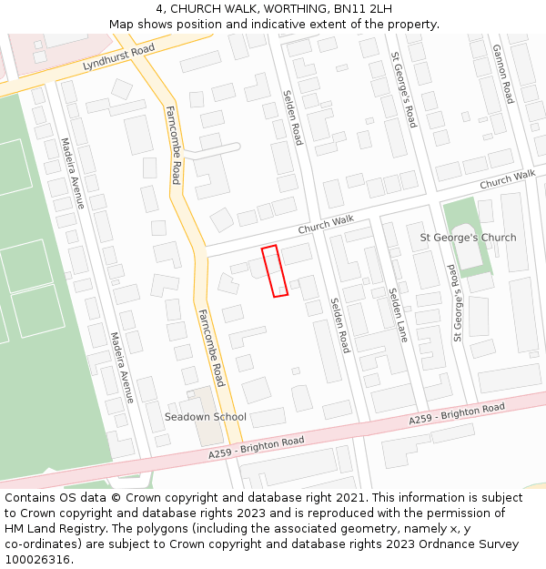 4, CHURCH WALK, WORTHING, BN11 2LH: Location map and indicative extent of plot