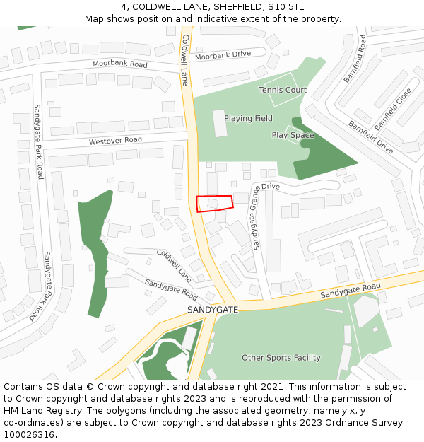4, COLDWELL LANE, SHEFFIELD, S10 5TL: Location map and indicative extent of plot