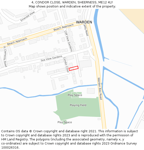 4, CONDOR CLOSE, WARDEN, SHEERNESS, ME12 4LY: Location map and indicative extent of plot