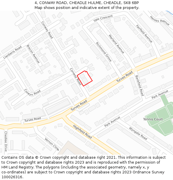 4, CONWAY ROAD, CHEADLE HULME, CHEADLE, SK8 6BP: Location map and indicative extent of plot